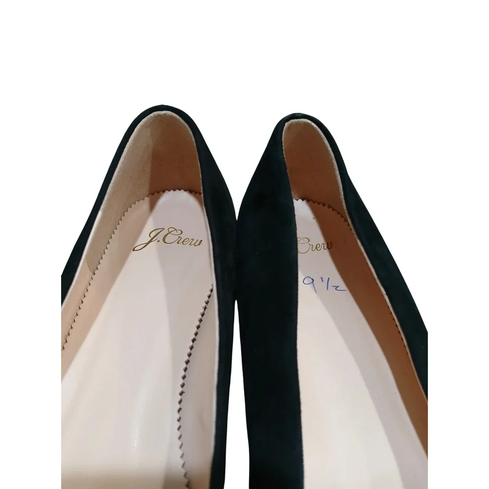 J.Crew Womens Black Suede Crystal Buckle Pointed Toe Flats Shoes Size 9.5 B READ